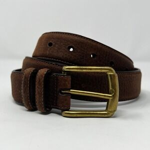 Vintage Brighton Brown Textured Leather Belt Brass Buckle Women's Size 32
